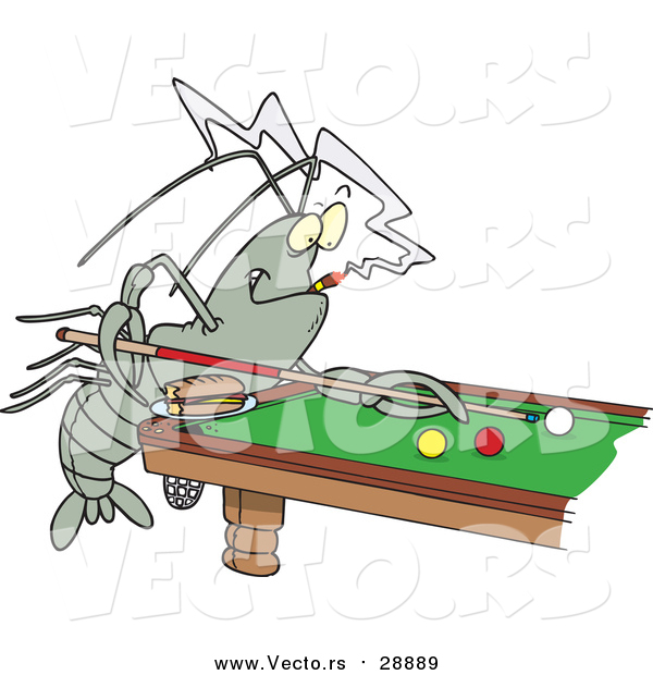 Vector of a Billiards Playing Crawdad - Cartoon Style