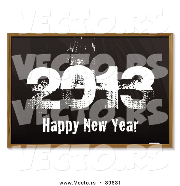 Vector of a Black Board Background with Grungy 2013 Happy New Year in Chalk