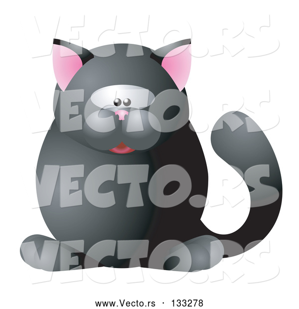 Vector of a Black Cat with Pink Ears