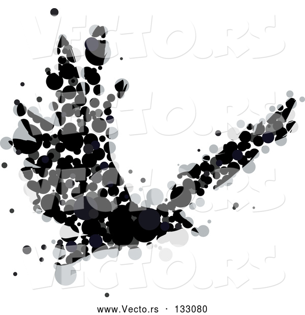 Vector of a Black Crow or Raven Confidently Flying - Ink Blot Theme