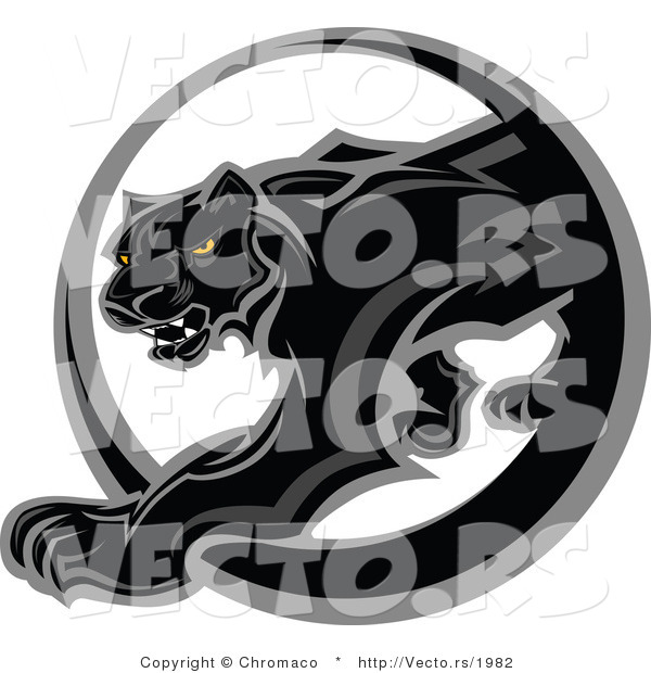 Vector of a Black Panther Walking Through a Circle Icon