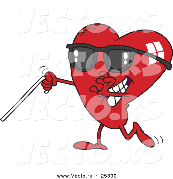 Vector of a Blind Cartoon Love Heart Mascot