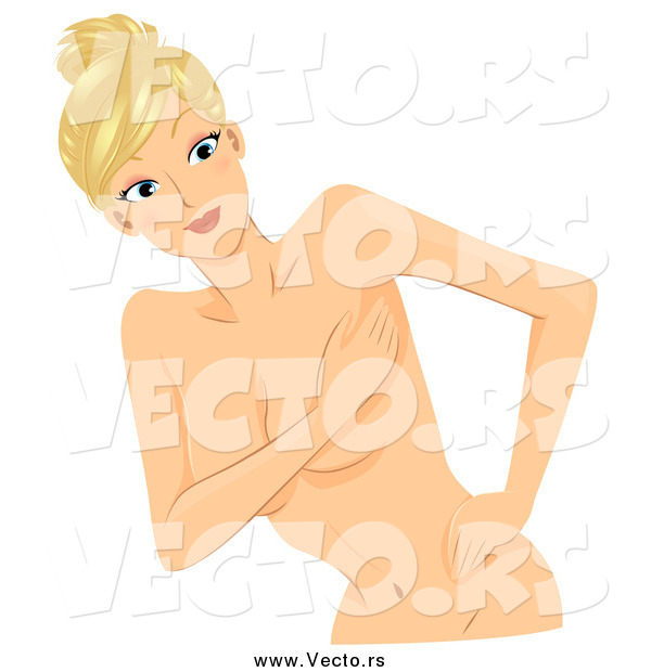 Vector of a Blond Caucasian Woman Performing a Self Breast Exam