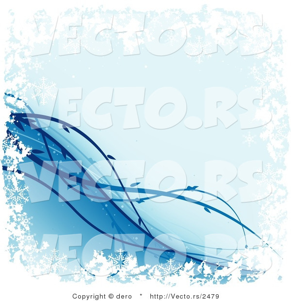 Vector of a Blue Background with Diagonal Vines and Grunge Border