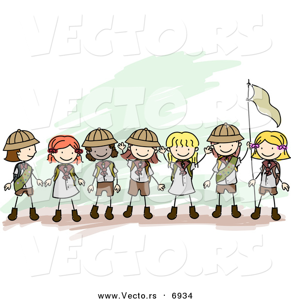 Vector of a Border of Girl Scouts
