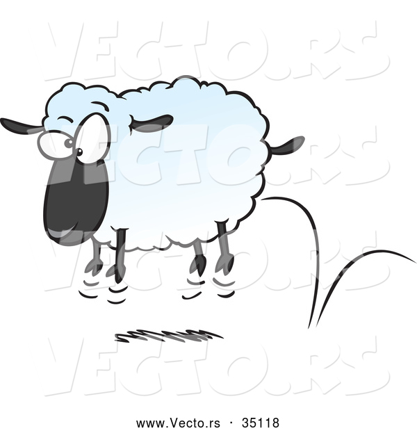 Vector of a Bouncing Cartoon Sheep