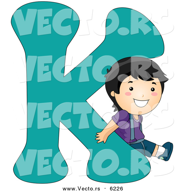 Vector of a Boy Beside Alphabet Letter K