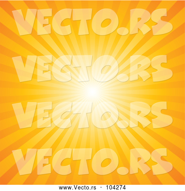 Vector of a Bright Sun Rays in Orange Background