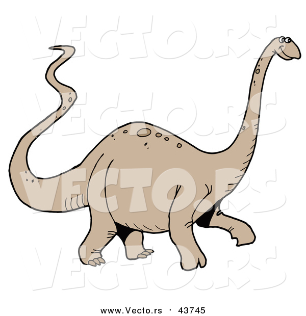 Vector of a Brontosaurus Dinosaur with a Long Neck and Tail