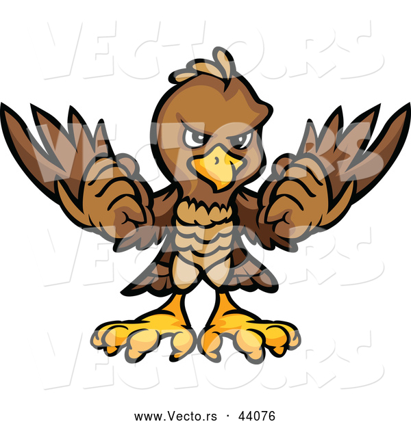 Vector of a Brown Cartoon Eagle Mascot Holding up Its Wings