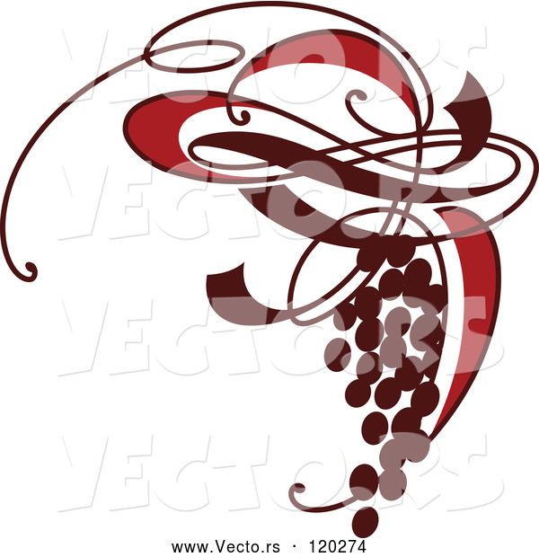 Vector of a Bunch of Ornate Red Grapes