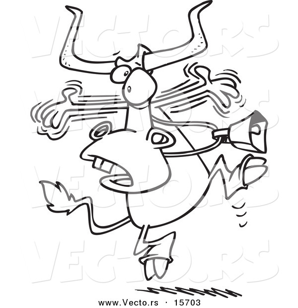 Vector of a Cartoon Alarmed Bull - Coloring Page Outline