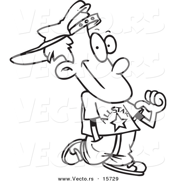 Vector of a Cartoon All Star Boy - Coloring Page Outline