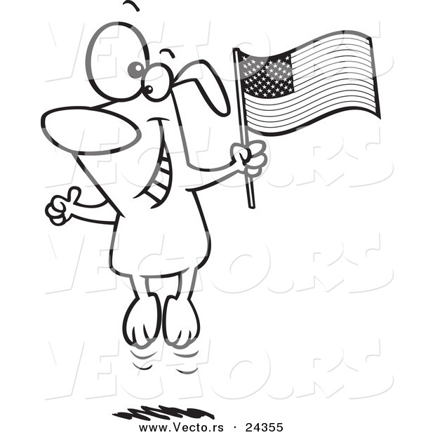 Vector of a Cartoon American Dog Jumping - Outlined Coloring Page
