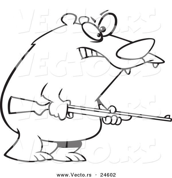 Vector of a Cartoon Armed Bear - Outlined Coloring Page
