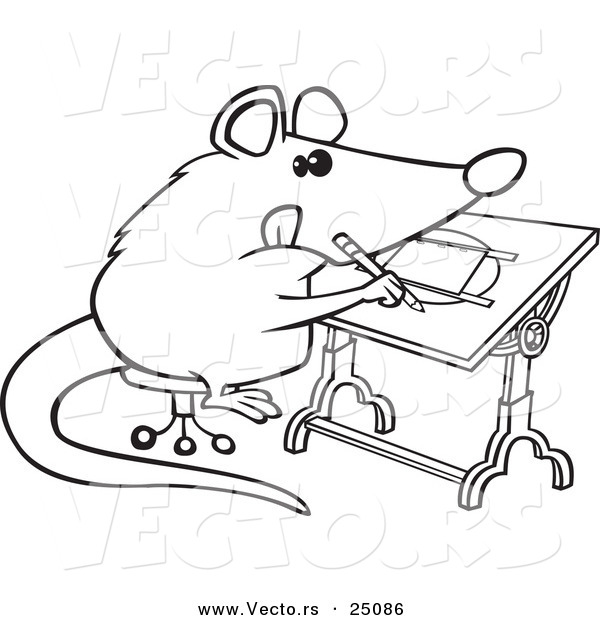 Vector of a Cartoon Artist Possum Drawing - Outlined Coloring Page