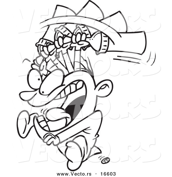 Vector of a Cartoon Baby Boy Throwing a Tantrum - Outlined Coloring Page Drawing