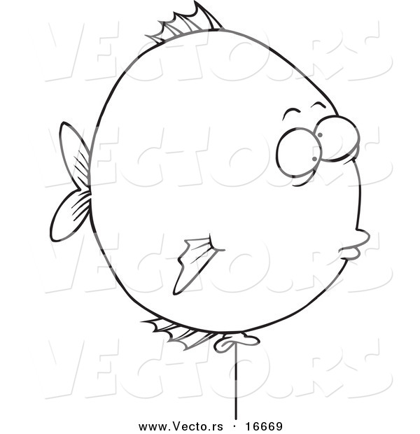 Vector of a Cartoon Balloon Fish - Outlined Coloring Page Drawing