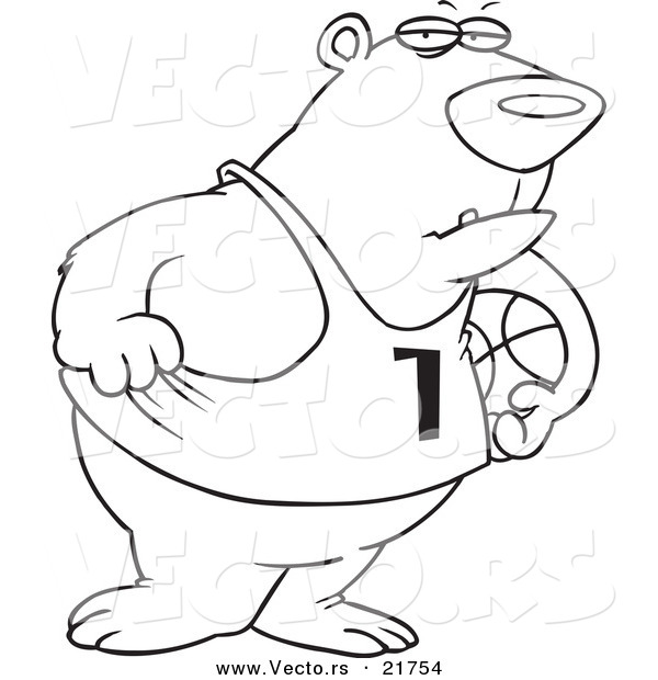 Vector of a Cartoon Basketball Bear - Outlined Coloring Page