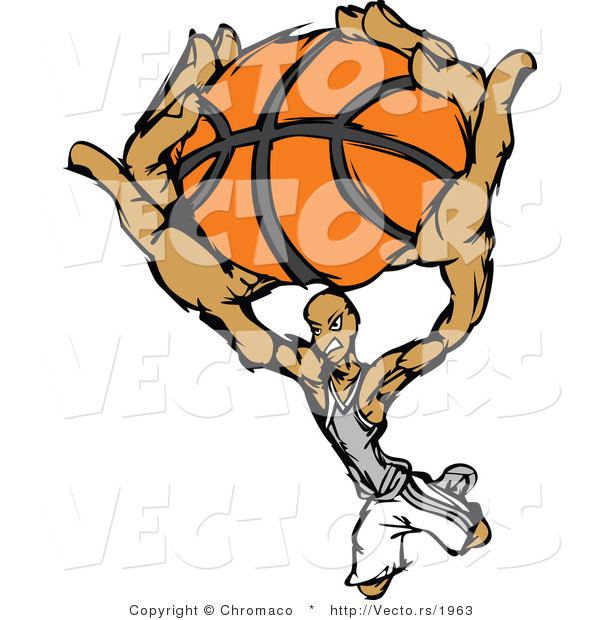 Vector of a Cartoon Basketball Player Slam Dunk