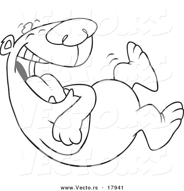 Vector of a Cartoon Bear Laughing - Outlined Coloring Page