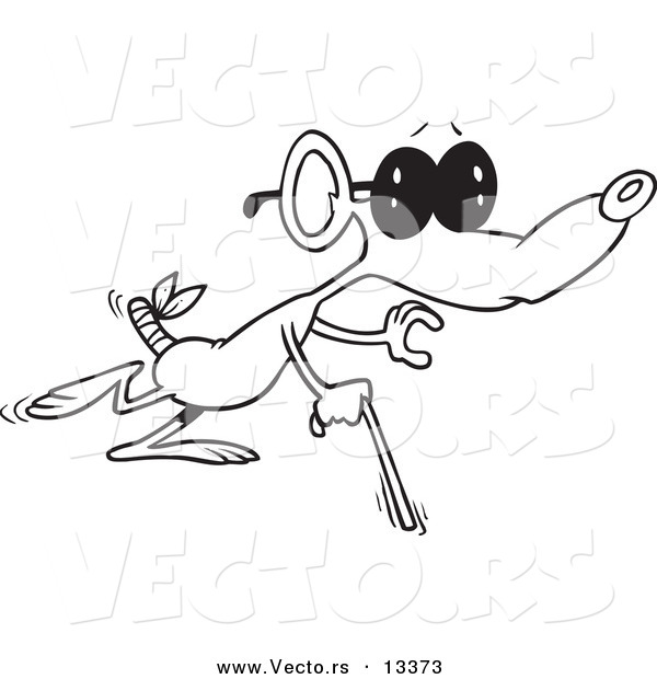 Vector of a Cartoon Blind Mouse - Coloring Page Outline