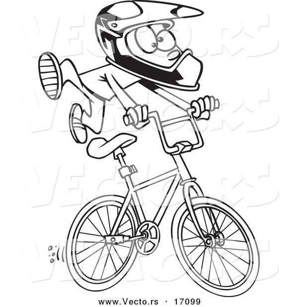 Vector of a Cartoon BMX Boy - Coloring Page Outline