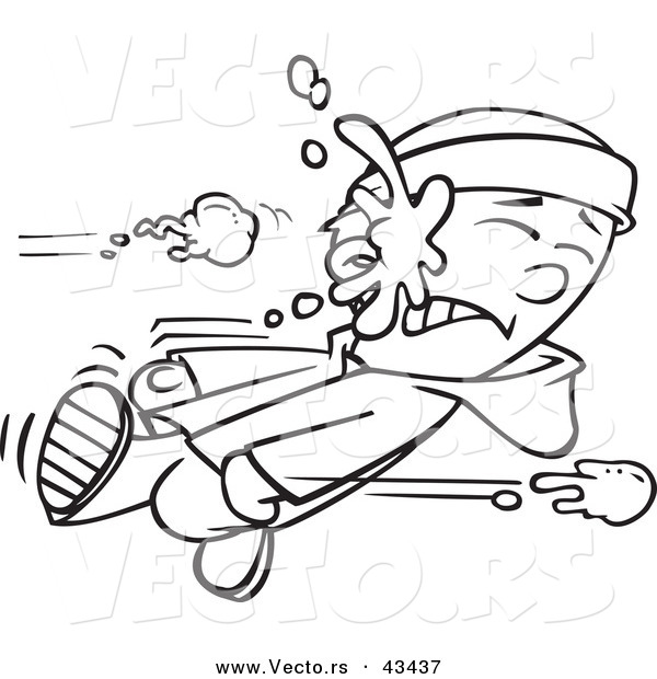 Vector of a Cartoon Boy Getting Hit with a Snowball - Coloring Page Outline