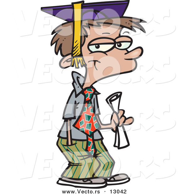 Vector of a Cartoon Boy Graduate