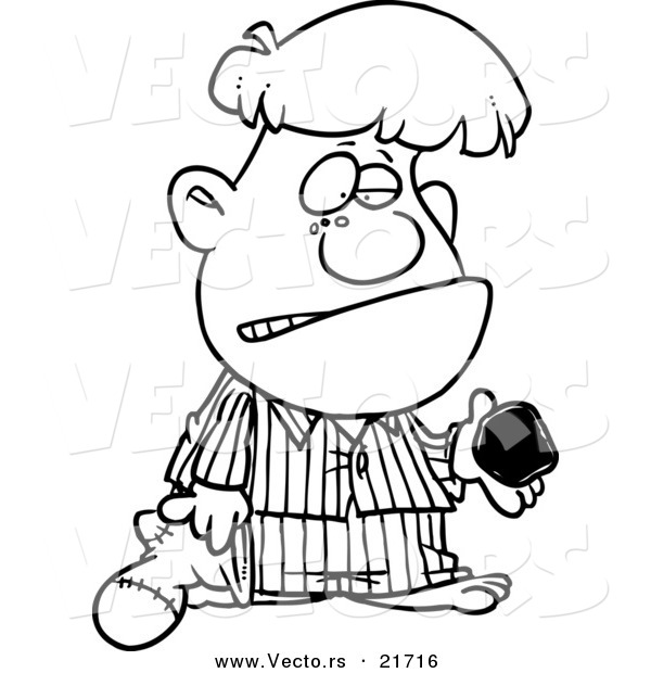Vector of a Cartoon Boy Receiving Coal for Christmas - Outlined Coloring Page