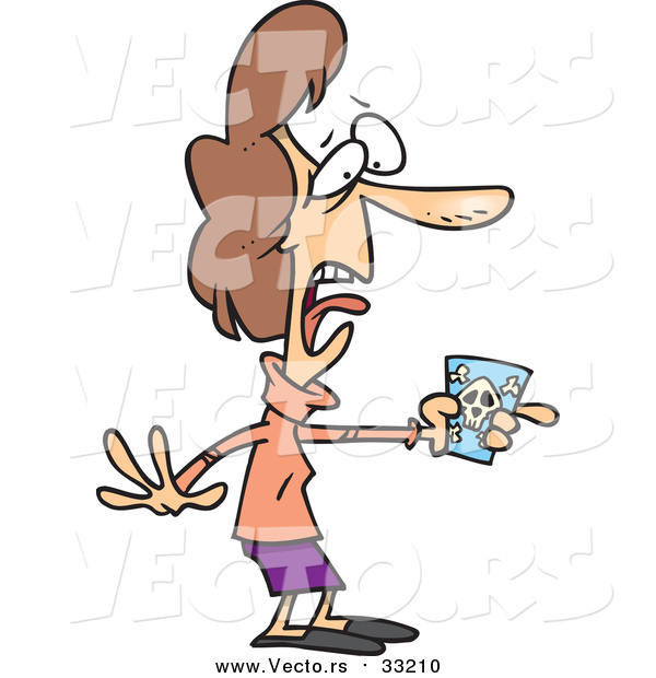 Vector of a Cartoon Brunette Woman Holding Poison