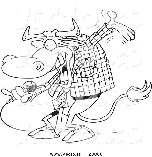 Vector of a Cartoon Bull Host - Coloring Page Outline
