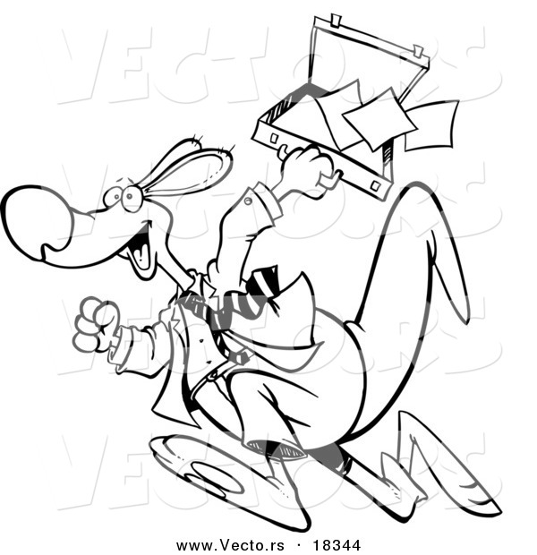 Vector of a Cartoon Business Kangaroo - Outlined Coloring Page