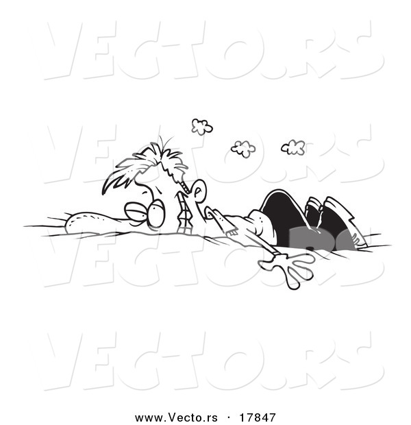 Vector of a Cartoon Businessman Crashing into the Ground - Outlined Coloring Page