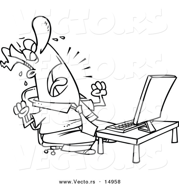 Vector of a Cartoon Businessman Crying over a Lost Opportunity - Coloring Page Outline