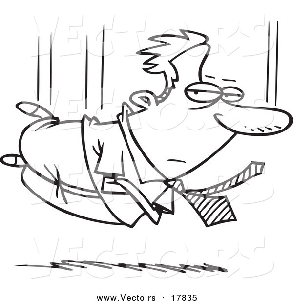 Vector of a Cartoon Businessman Falling - Outlined Coloring Page