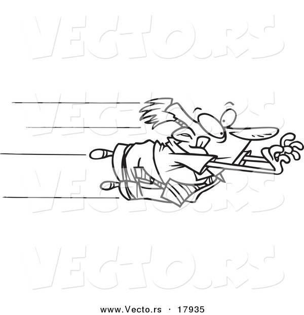 Vector of a Cartoon Businessman Leaping - Outlined Coloring Page