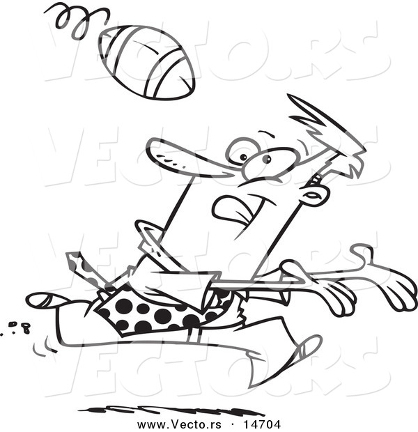 Vector of a Cartoon Businessman Playing Football - Coloring Page Outline