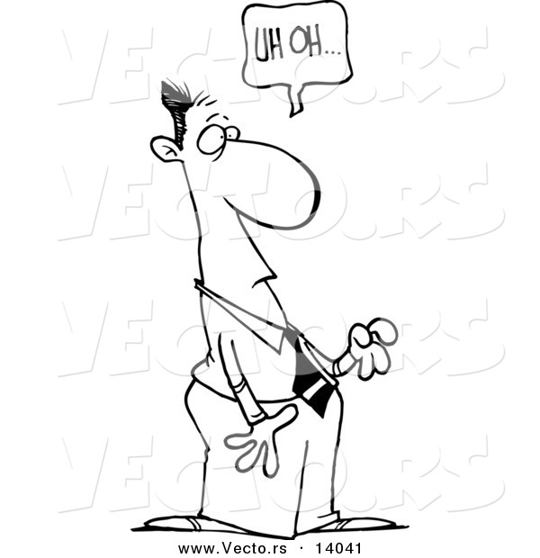 Vector of a Cartoon Businessman Realizing He Did Something Wrong - Coloring Page Outline