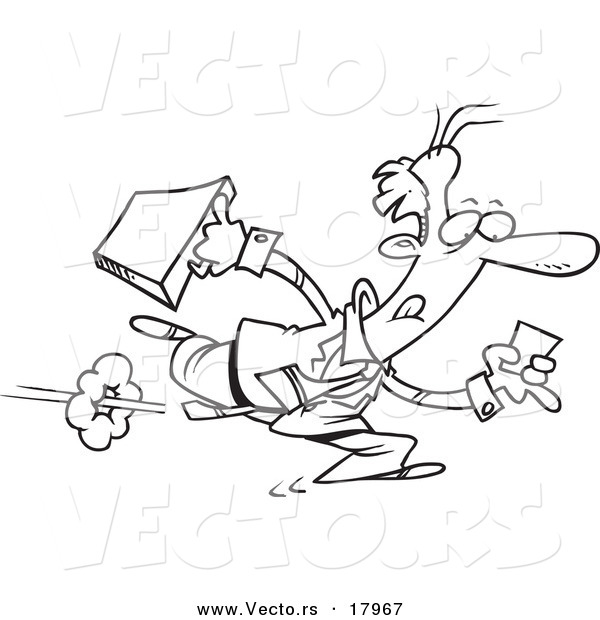 Vector of a Cartoon Businessman Running After a Lead - Outlined Coloring Page