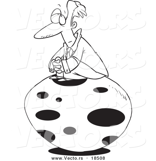 Vector of a Cartoon Businessman Waiting for an Egg to Hatch - Outlined Coloring Page