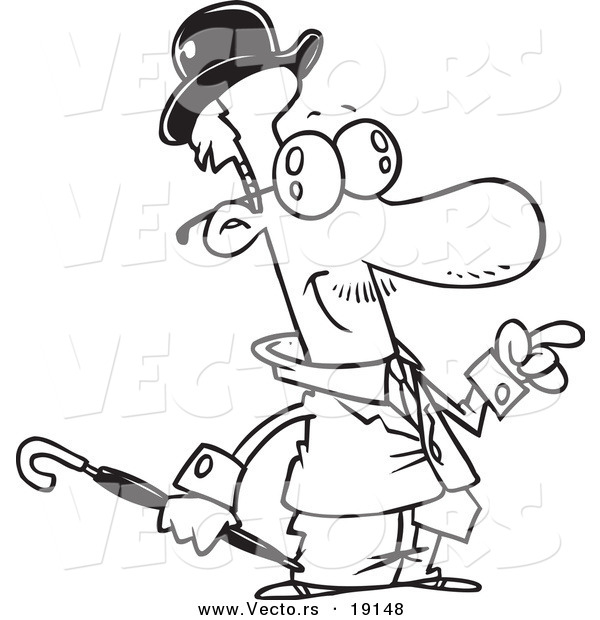 Vector of a Cartoon Businessman with a Mustache - Outlined Coloring Page