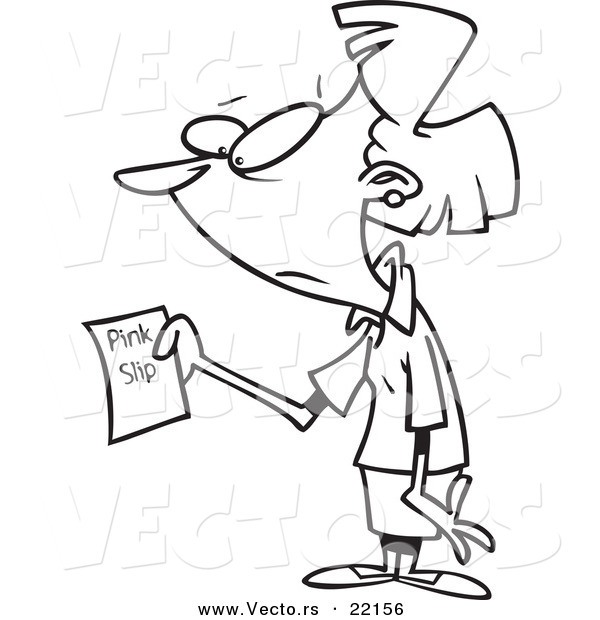 Vector of a Cartoon Businesswoman Holding a Pink Slip - Outlined Coloring Page