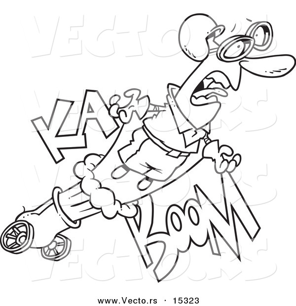 Vector of a Cartoon Canon - Coloring Page Outline