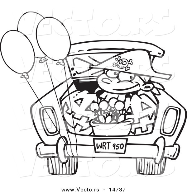 Vector of a Cartoon Car - Coloring Page Outline