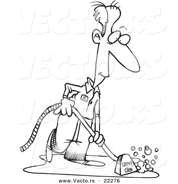 Vector of a Cartoon Carpet Cleaner - Coloring Page Outline