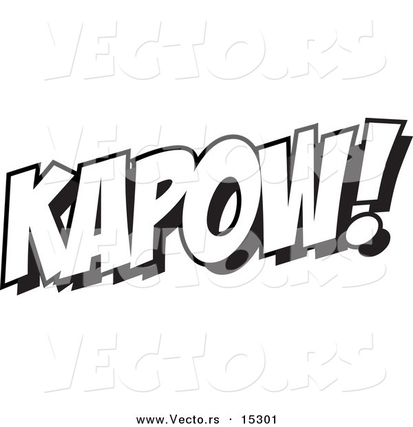 Vector of a Cartoon Cartoon Black and White Outline Design of Kapow - Coloring Page Outline