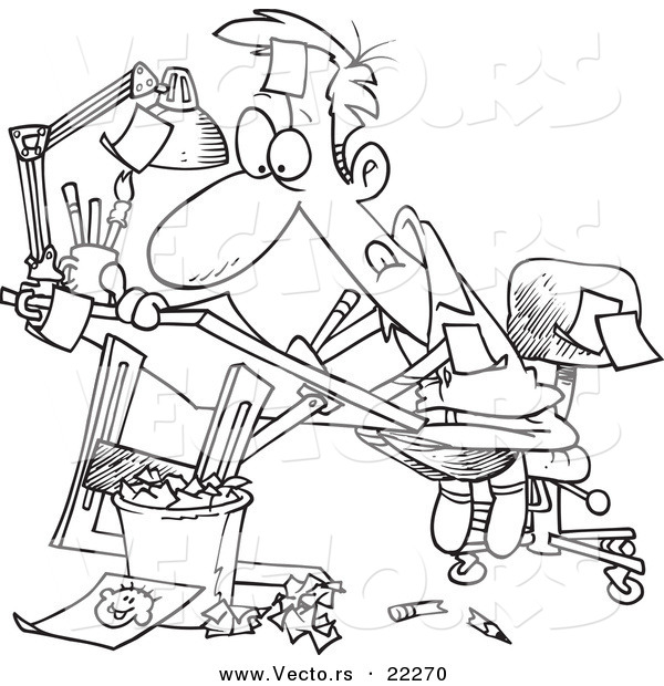 Vector of a Cartoon Cartoonist Drawing - Outlined Coloring Page