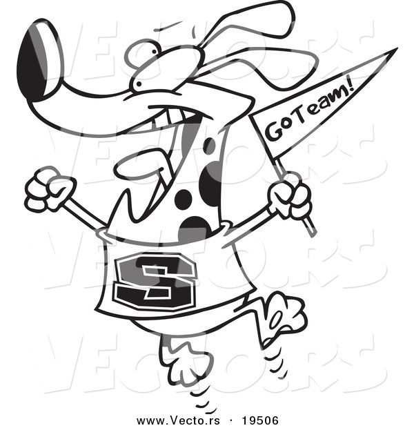 Vector of a Cartoon Cheering Dog - Outlined Coloring Page