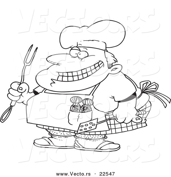 Vector of a Cartoon Chubby Chef - Coloring Page Outline